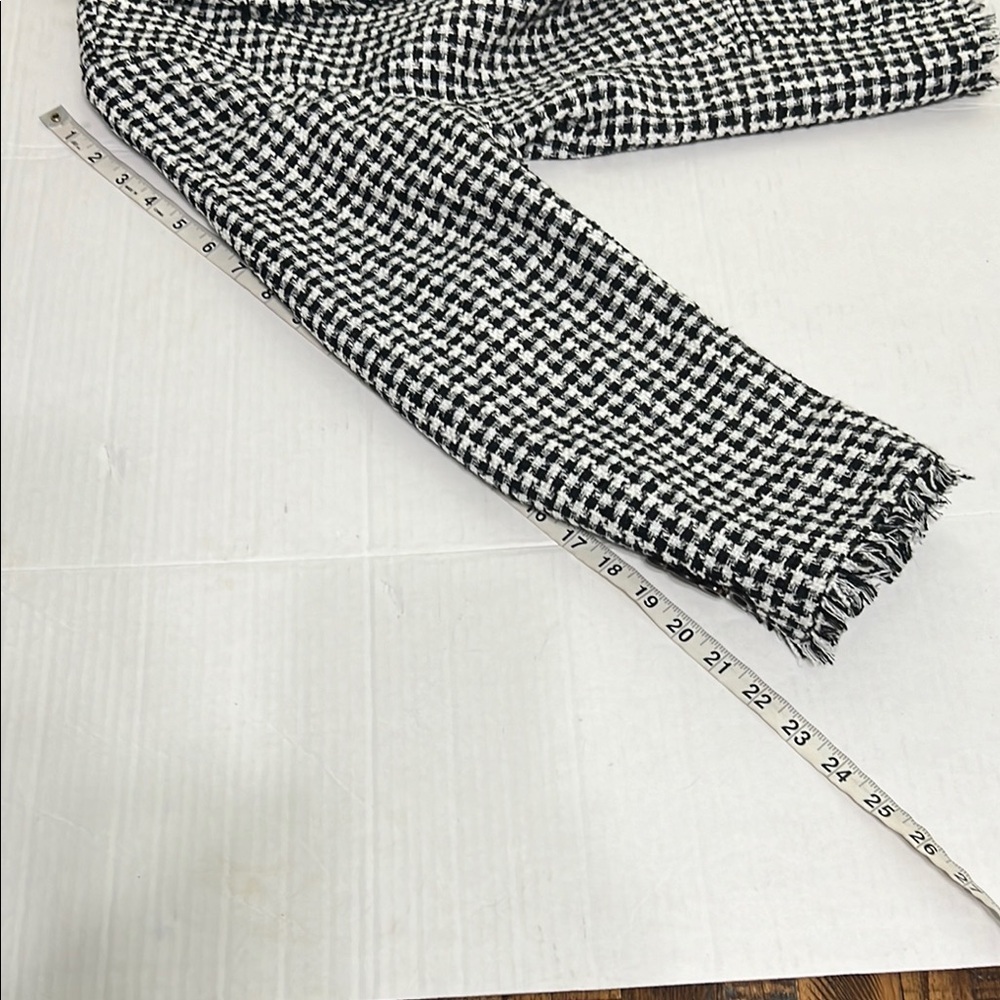 Ann Taylor Petite 14P Black White Houndstooth Fringe Trim One Button Blazer - Picture 11 of 14